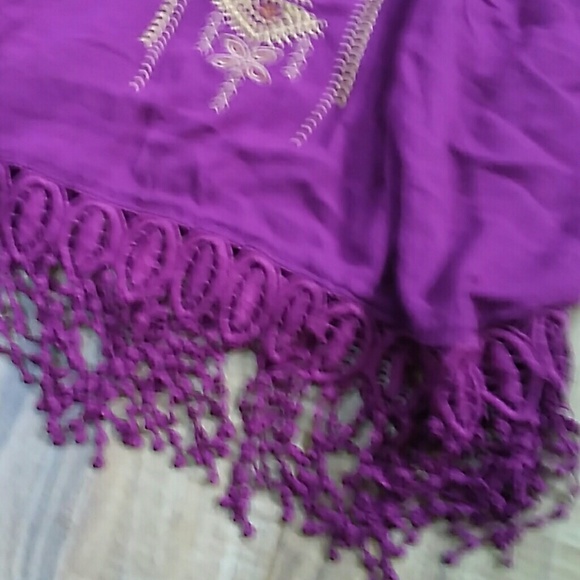 Purple And Bronze Rayon Beach Shirt - Picture 5 of 6